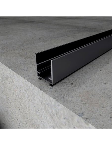 Perfil de aluminio de superficie SHOW negro 2 metros para tira LED