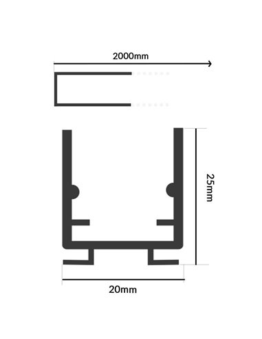 Perfil de aluminio de superficie SHOW blanco 2 metros para tira LED