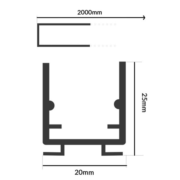 Profilé en aluminium blanc de 2 mètres pour ruban LED