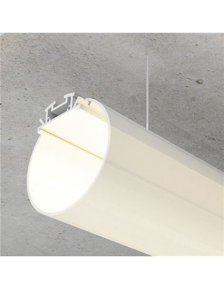 Perfil de aluminio DYLAN XL para tira LED 2 metros y difusor en redondo