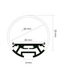 Perfil de aluminio DYLAN XL para tira LED 2 metros y difusor en redondo