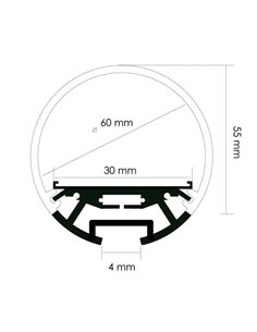 Perfil de aluminio DYLAN XL para tira LED 2 metros y difusor en redondo 2
