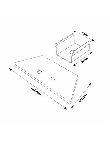 Pack 2 tapones y 2 grapas para perfil LM3829 (repuesto de montaje)
