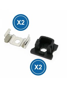 Lot de 2 bouchons noirs et 2 clips noirs pour profil LM3720