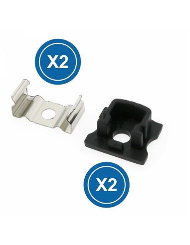 Lot de 2 bouchons noirs et 2 clips noirs pour profil LM3720