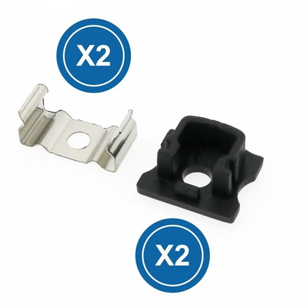 Pack 2 tapones y 2 grapas negras para perfil LM3720