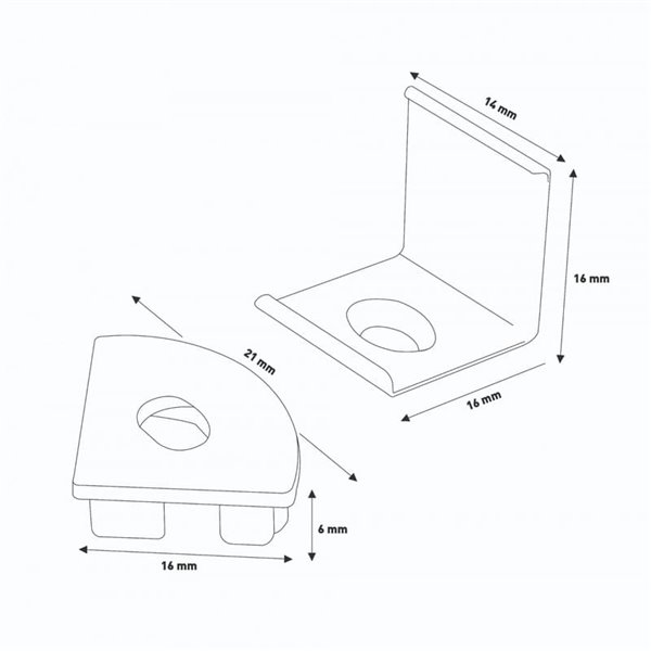Pack 2 topes y grapas para perfil LM3744 (accesorio de fijación)