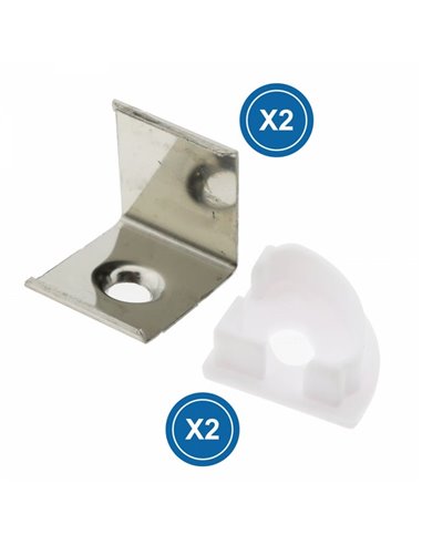 Pack 2 tapones + 2 grapas para perfil LM3742 (accesorio de remate)