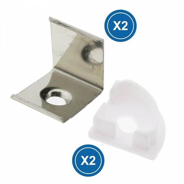 Pack 2 tapones + 2 grapas para perfil LM3742 (accesorio de remate)