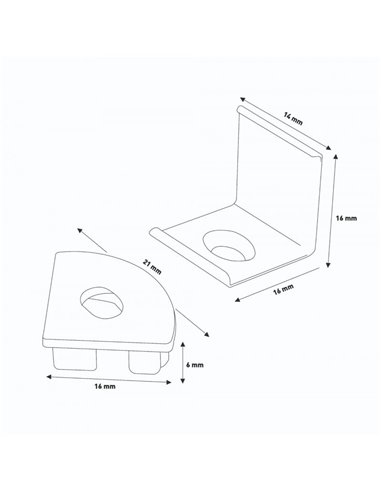 Pack 2 tapones + 2 grapas para perfil LM3742 (accesorio de remate)