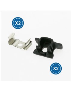 Pack 2 tapones + 2 grapas para perfil LM3722 (montaje y fijación)