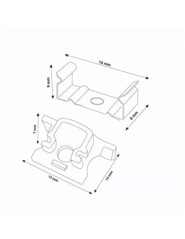 Pacote com 2 plugues + 2 clipes para perfil LM3714 (acessórios de reposição)