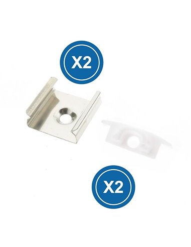 Pack 2 tapones + 2 grapas para perfil LM3704 (remate y fijación)
