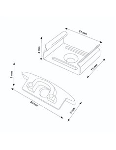 Conjunto com 2 buchas + 2 clipes para perfil LM3704 (acabamento e fixação) 2