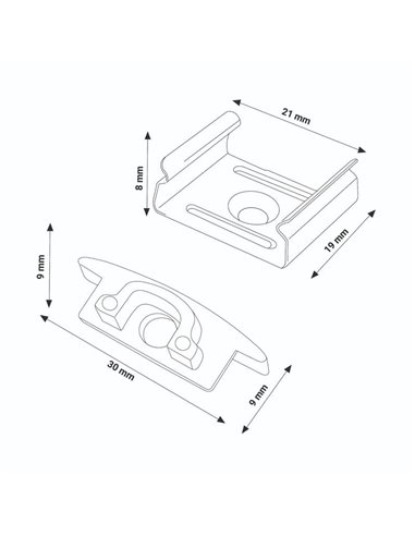 Conjunto com 2 buchas + 2 clipes para perfil LM3704 (acabamento e fixação)