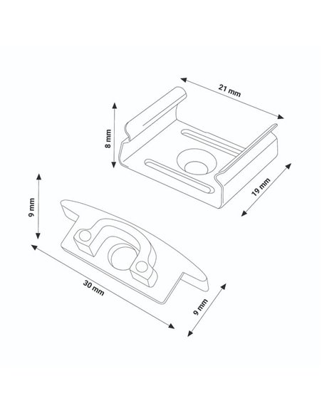 Conjunto com 2 buchas + 2 clipes para perfil LM3704 (acabamento e fixação)