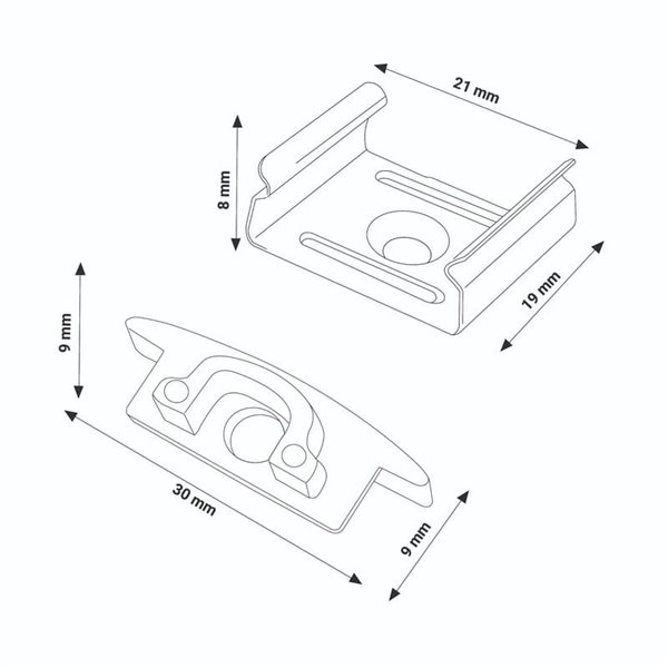 Pack 2 tapones + 2 grapas para perfil LM3704 (remate y fijación)