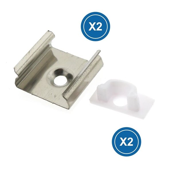 Pack 2 tapones + 2 grapas para perfil LM3702 (accesorio de montaje)