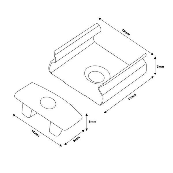 Pack 2 tapones + 2 grapas para perfil LM3702 (accesorio de montaje)
