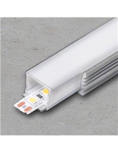 Perfil de aluminio AQUA IP65 2 metros con difusor y tapas (incluye pletina)