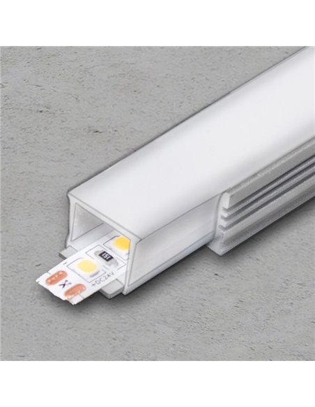 Perfil de aluminio AQUA IP65 2 metros con difusor y tapas (incluye pletina)