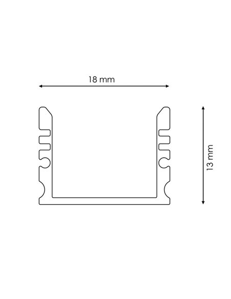 Perfil de alumínio AQUA IP65, 2 metros, com difusor e tampas de extremidade (inclui placa de montagem)