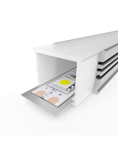 Perfil de aluminio AQUA IP65 2 metros con difusor y tapas (incluye pletina)