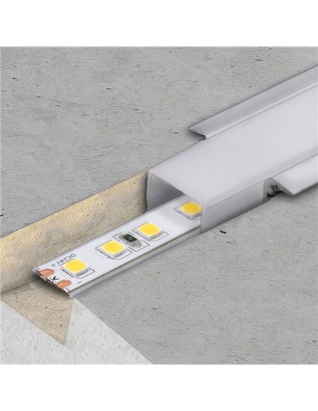 Perfil de aluminio SUBAQUA IP65 2 metros con difusor y tapas (incluye pletina)