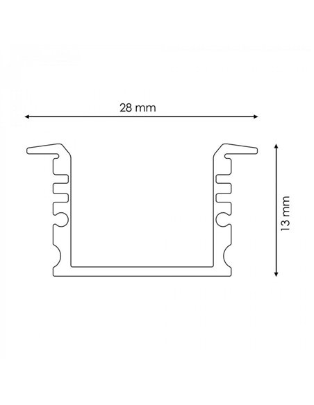 Perfil de aluminio SUBAQUA IP65 2 metros con difusor y tapas (incluye pletina)