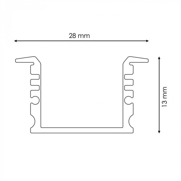 Perfil de alumínio SUBAQUA IP65 de 2 metros com difusor e tampas de extremidade (inclui placa de montagem)