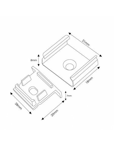 Pack 2 tapones y 2 grapas para perfil LM3767 (accesorios de montaje)