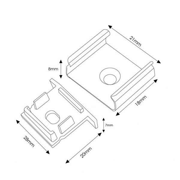 Pack 2 tapones y 2 grapas para perfil LM3767 (accesorios de montaje)