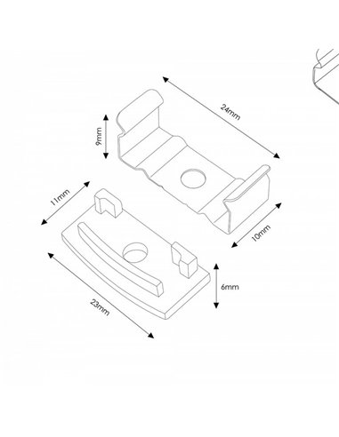 Pack 2 tapones y 2 grapas para perfil LM3730 (remate y fijación)