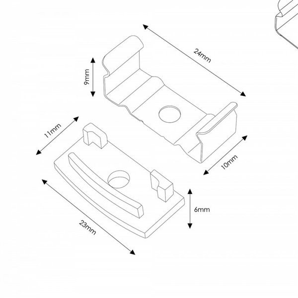 Pack 2 tapones y 2 grapas para perfil LM3730 (remate y fijación)