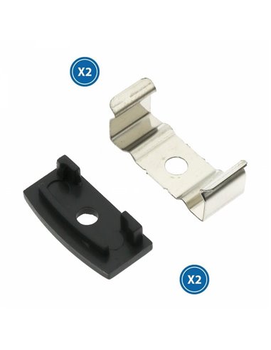 Pack 2 tapones y 2 grapas para perfil LM3730 (remate y fijación)