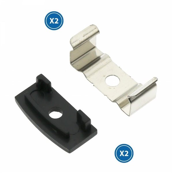 Pack 2 tapones y 2 grapas para perfil LM3730 (remate y fijación)