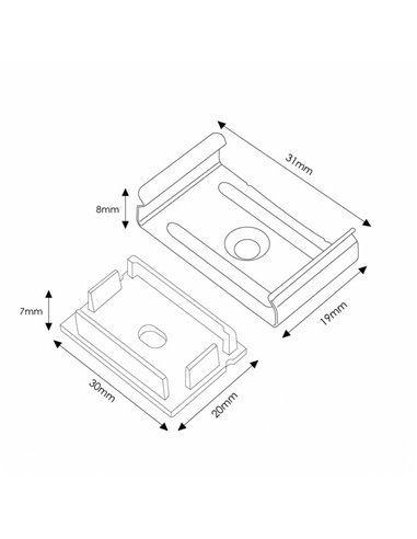 Pack 2 tapones y 2 grapas para perfil LM3778 (accesorio profesional)