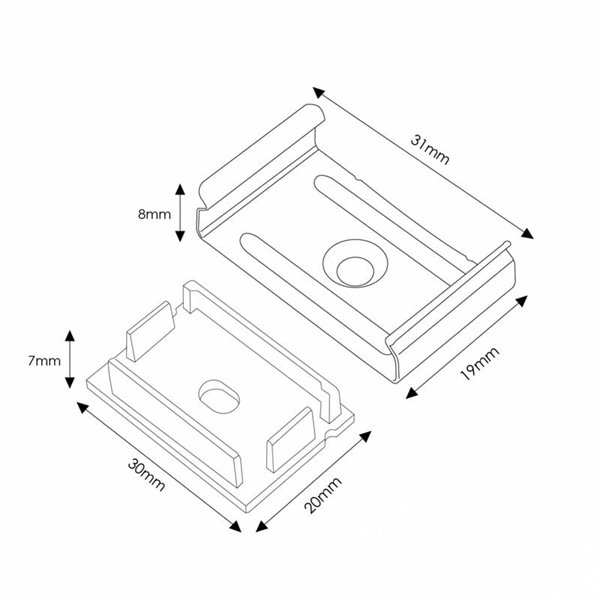 Pack 2 tapones y 2 grapas para perfil LM3778 (accesorio profesional)