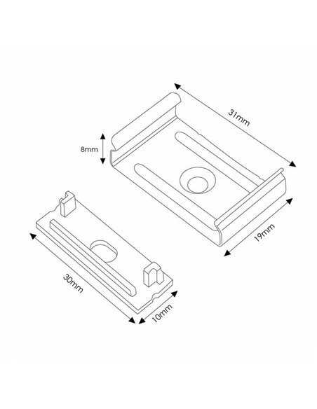 Pack 2 tapones y 2 grapas para perfil LM3775 (kit de montaje)