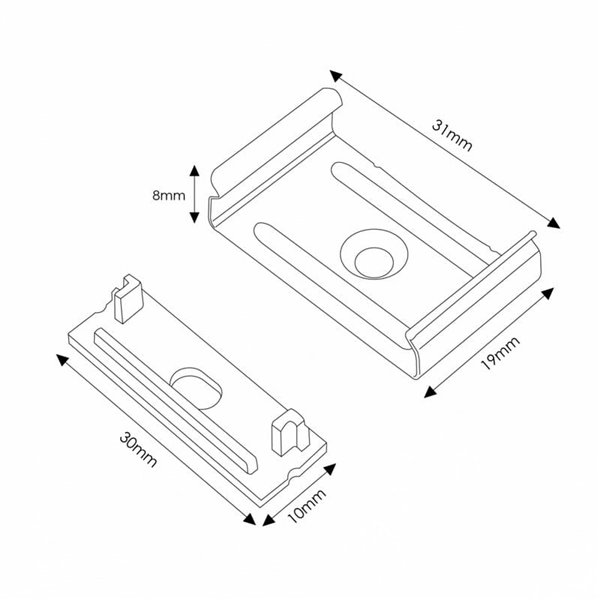 Pack 2 tapones y 2 grapas para perfil LM3775 (kit de montaje)