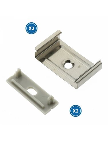 Pack 2 tapones y 2 grapas para perfil LM3775 (kit de montaje)