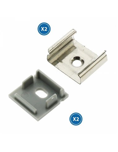 Pack 2 tapones y 2 grapas para perfil LM3765 (accesorios de remate)