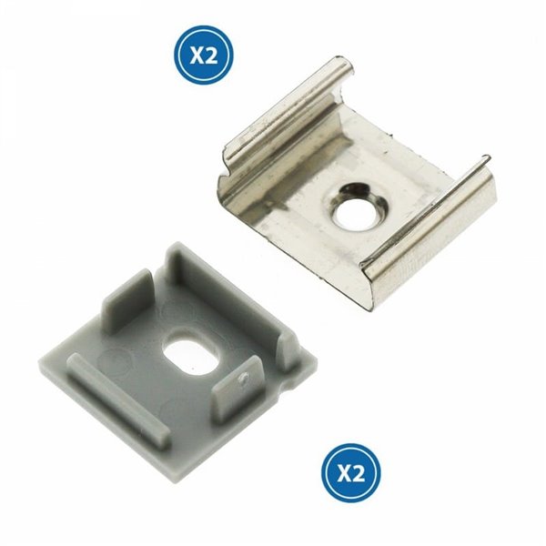 Pack 2 tapones y 2 grapas para perfil LM3765 (accesorios de remate)