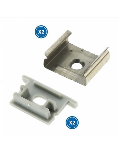 Pack 2 tapones y 2 grapas para perfil LM3763 (fijación segura)