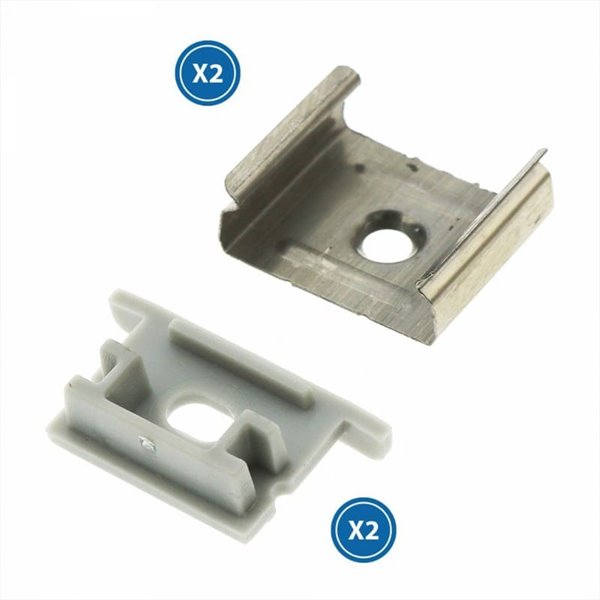 Pack 2 tapones y 2 grapas para perfil LM3763 (fijación segura)