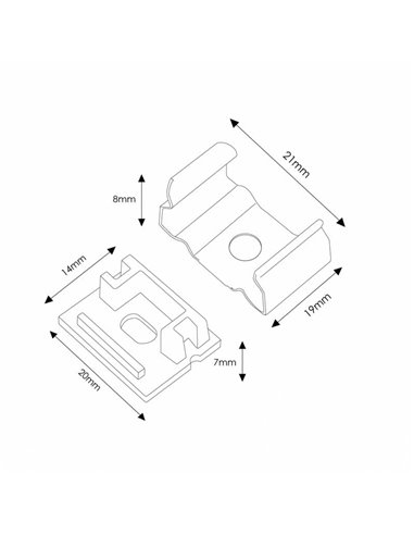 Pack 2 tapones y 2 grapas para perfil LM3757 (accesorios de remate)