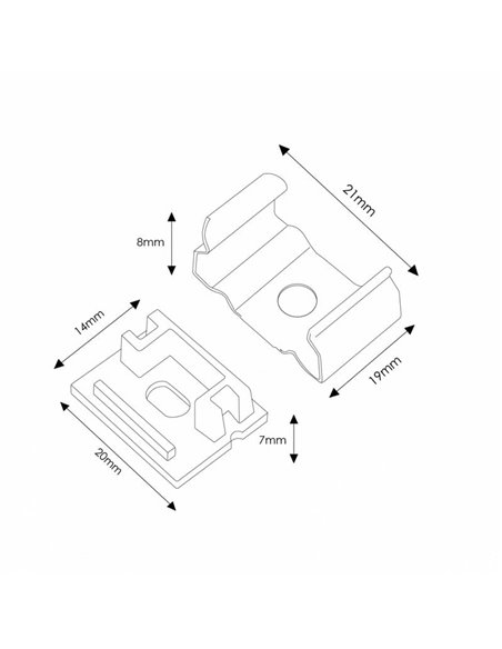 Conjunto com 2 buchas e 2 clipes para perfil LM3757 (acessórios de acabamento)