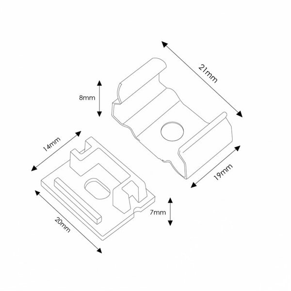 Pack 2 tapones y 2 grapas para perfil LM3757 (accesorios de remate)