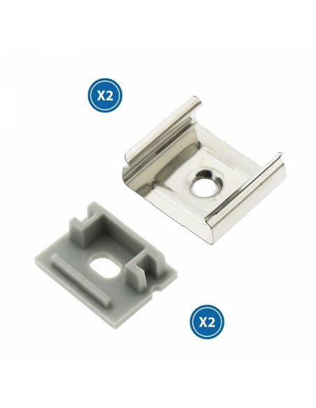 Pack 2 tapones y 2 grapas para perfil LM3757 (accesorios de remate)