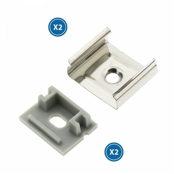 Pack 2 tapones y 2 grapas para perfil LM3757 (accesorios de remate)